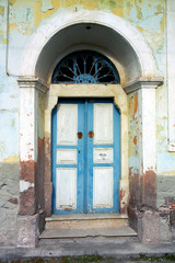 an architectural detail of a ruinous door