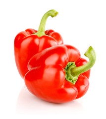 two fresh peppers fruit isolated