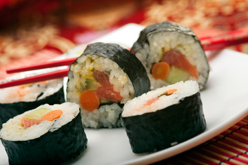 Sushi roll. Macro photo
