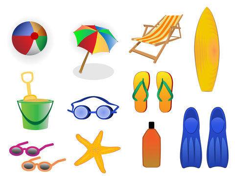 summer and beach icons