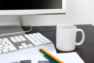 Office desk with display