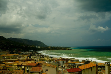 Céfalu beach in the summer