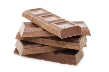 dark chocolate block isolated over white