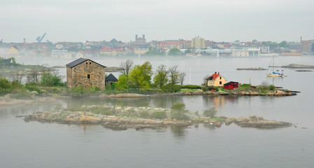 North archipelago in morning fog