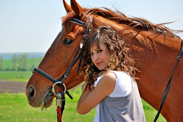 Obraz premium woman and horse