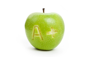 Green apple and A Plus sign