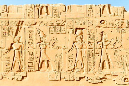 hieroglyph wall of Karnak temple complex, Egypt