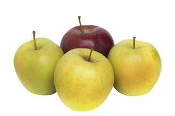 one red apple and three yellow apples