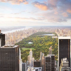 Poster de jardin New York Manhattan de New York au coucher du soleil - vue sur le parc central