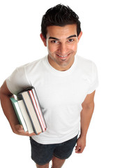 Happy male student booklover