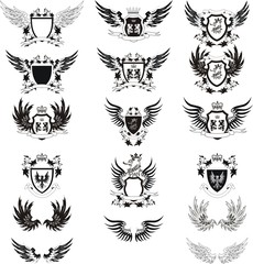 Collection of vintage vector coat of arms - obrazy, fototapety, plakaty