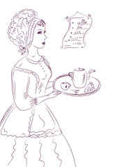 Retro waitress sketch