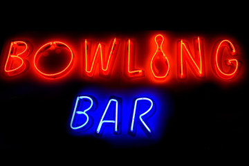 Bowling bar neon sign