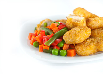 Nuggets with salad