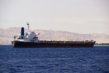 Cargo ship moored in Aqaba port. Jordan