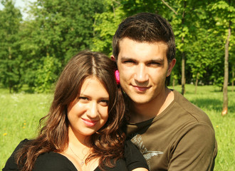 Fototapeta premium young man and girl outdoor