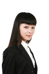 Smiling business woman. Isolated over white background