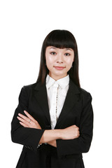 Smiling business woman. Isolated over white background