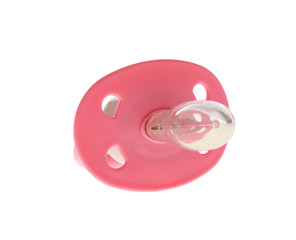 Pink baby's dummy, isolated.