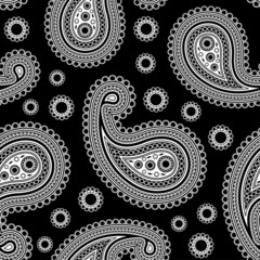 Black and white paisley seamless ornament