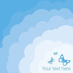 Eco cloud and sky vector background with butterfly
