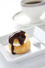 Cream puff , Profiterole,Coffee