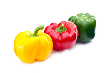 Yellow red and green Paprikas