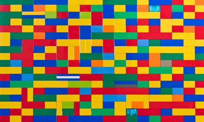 Colourful toy brick wall