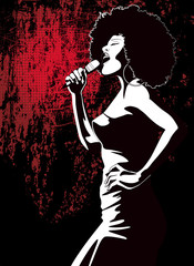 jazz singer on grunge background