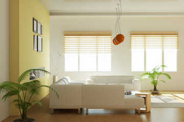 3d render modern living room
