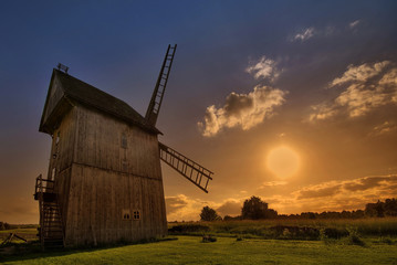 windmill at sunset