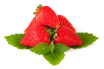 frische Erdbeeren auf Blatt