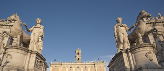 Roma, salita del Campidoglio: i Dioscuri