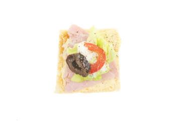 Ham salad and olive canape