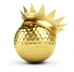 Photo sur Aluminium Golf gold golf ball gold crown
