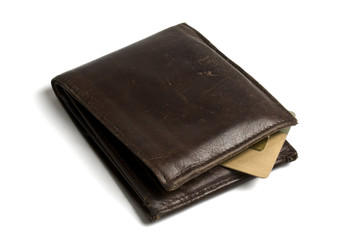 Brown wallet with Credit card