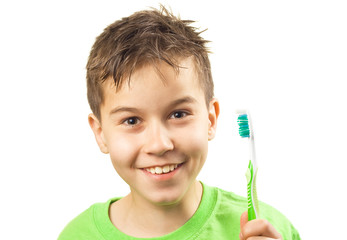 Boy with toothbrush