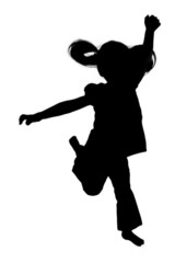 Fototapeta na wymiar Sylwetka dziewczyny skoków w powietrzu
