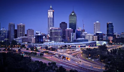 Door stickers Australia Perth Skyline by Night