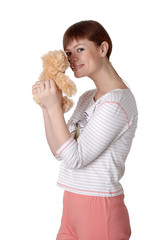 charming young woman with Teddy in the hands
