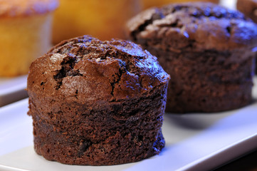 Chocolate muffin close up.