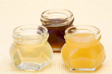 three jars of honey