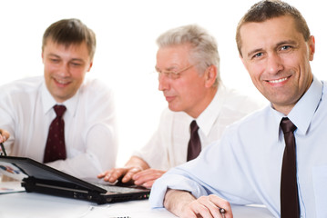 businessmen working  on a white background