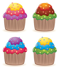 vector colorful cupcakes with sprinkles