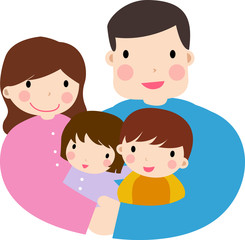 Obraz premium Family with Two Kids/ai