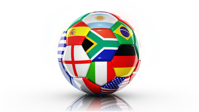 soccer ball with flags of countries in world cup 2010