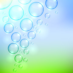 Soaring  bubbles background with copy space.