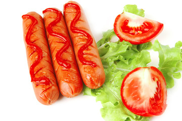 sausages served with ketchup