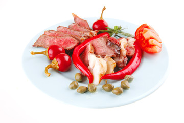 roast meat slices on plate