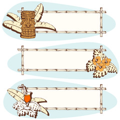 Retro hawaiian banners in cool tones